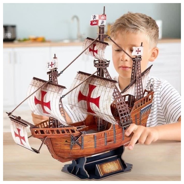 Puzzle 3D - Bateau Santa Maria - Jeu de construction - EXPLORA - 204 pieces - Des 8 ans