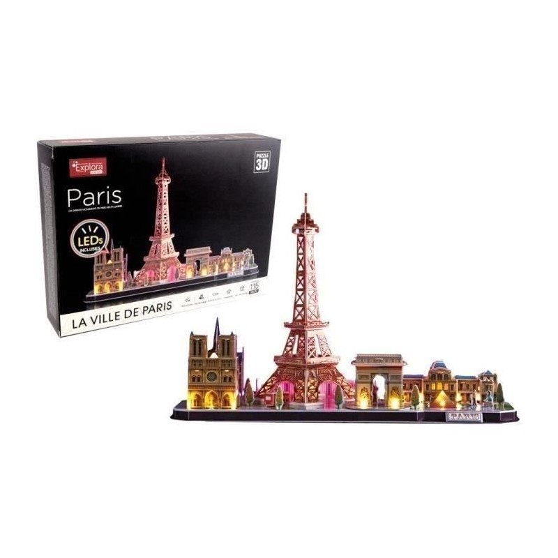 Puzzle 3D lumineux - Monuments De Paris - Jeu de construction - EXPLOR