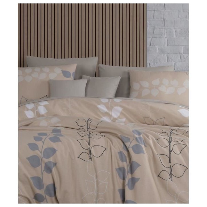 Parure de lit - 1 housse de couette 220 x 240 cm + 2 taies d'oreiller 60 x 60 cm - 100% coton renforcé - Beige Parure de lit - 1 housse de couette 220 x 240 cm + 2 taies d'oreiller 60 x 60 cm - 100% coton renforcé - Beige
