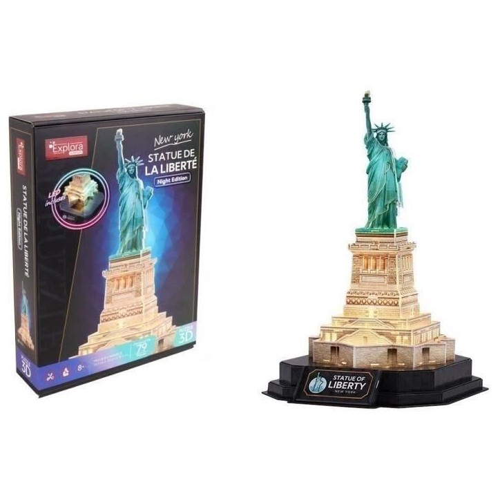 Puzzle 3D lumineux - Statue De La Liberté - Jeu de construction - EXPLORA - 79 pieces - Des 8 ans