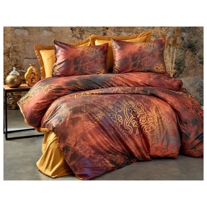 Parure de lit - 1 housse de couette 220 x 240 cm + 2 taies d'oreiller 60 x 60cm - 100 % polyester microsatin - Rouge Parure de lit - 1 housse de couette 220 x 240 cm + 2 taies d'oreiller 60 x 60cm - 100 % polyester microsatin - Rouge