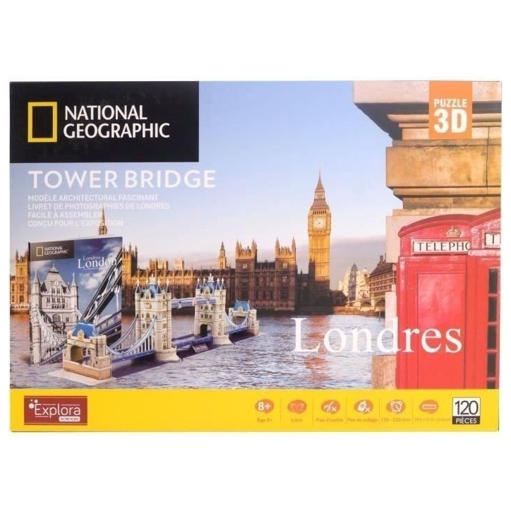 Puzzle 3D - Tower Bridge - Jeu de construction - EXPLORA - 120 pieces - Des 8 ans