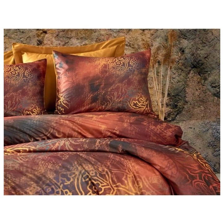 Parure de lit - 1 housse de couette 220 x 240 cm + 2 taies d'oreiller 60 x 60cm - 100 % polyester microsatin - Rouge Parure de lit - 1 housse de couette 220 x 240 cm + 2 taies d'oreiller 60 x 60cm - 100 % polyester microsatin - Rouge