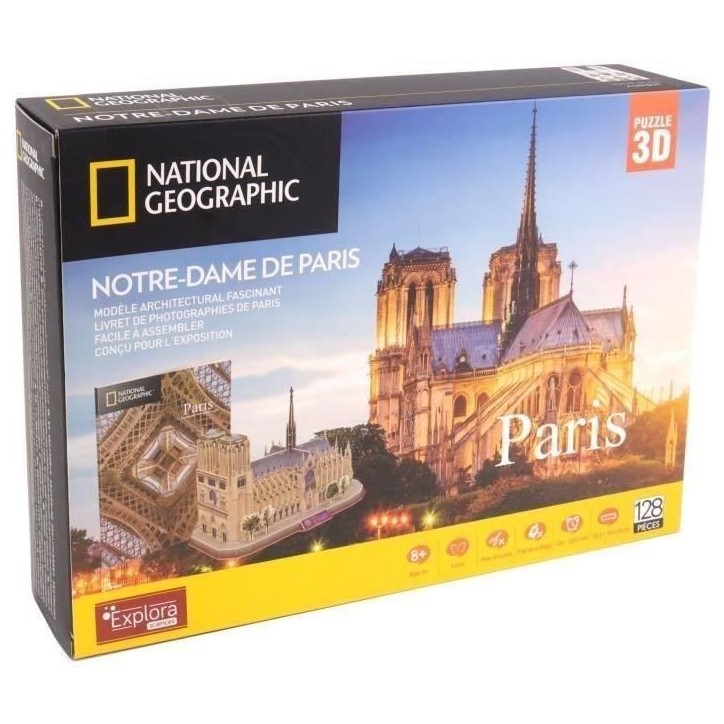 Puzzle 3D - Notre Dame De Paris - Jeu de construction - EXPLORA - 128 pieces - Des 8 ans