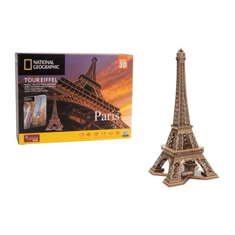 Puzzle 3D - Tour Eiffel - Jeu de construction - EXPLORA - 80 pieces - Puzzle 3D - Tour Eiffel - Jeu de construction - EXPLORA - 80 pieces -