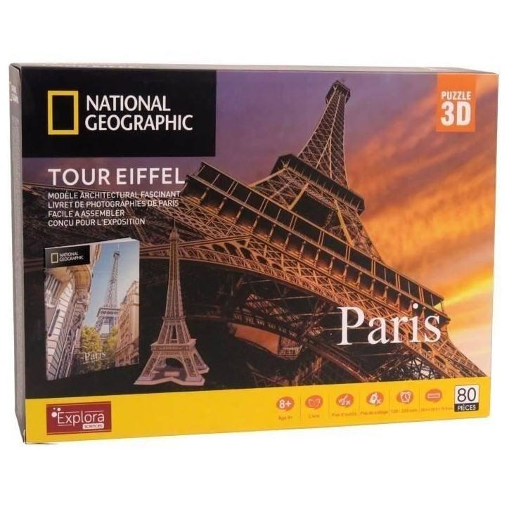 Puzzle 3D - Tour Eiffel - Jeu de construction - EXPLORA - 80 pieces - Des 8 ans Puzzle 3D - Tour Eiffel - Jeu de construction - EXPLORA - 80 pieces - Des 8 ans