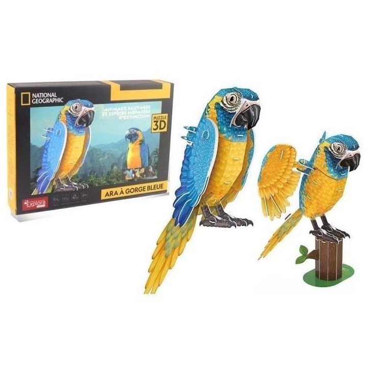 Puzzle 3D - Perroquet - Jeu de construction - EXPLORA - Oiseau - 94 pieces - Des 8 ans