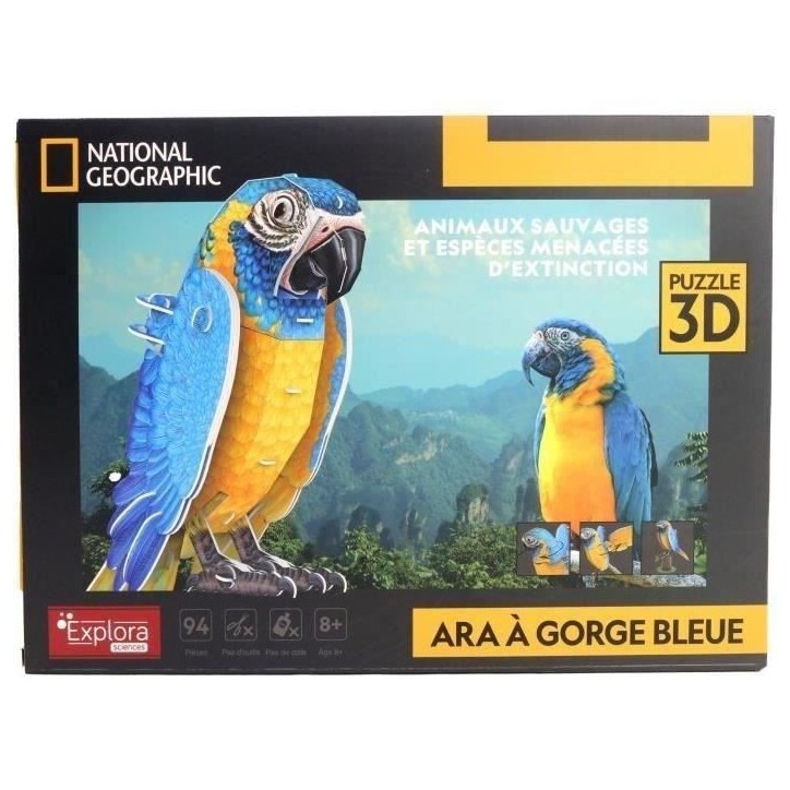 Puzzle 3D - Perroquet - Jeu de construction - EXPLORA - Oiseau - 94 pieces - Des 8 ans