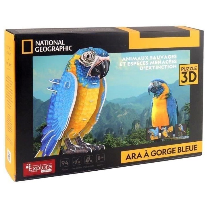 Puzzle 3D - Perroquet - Jeu de construction - EXPLORA - Oiseau - 94 pieces - Des 8 ans