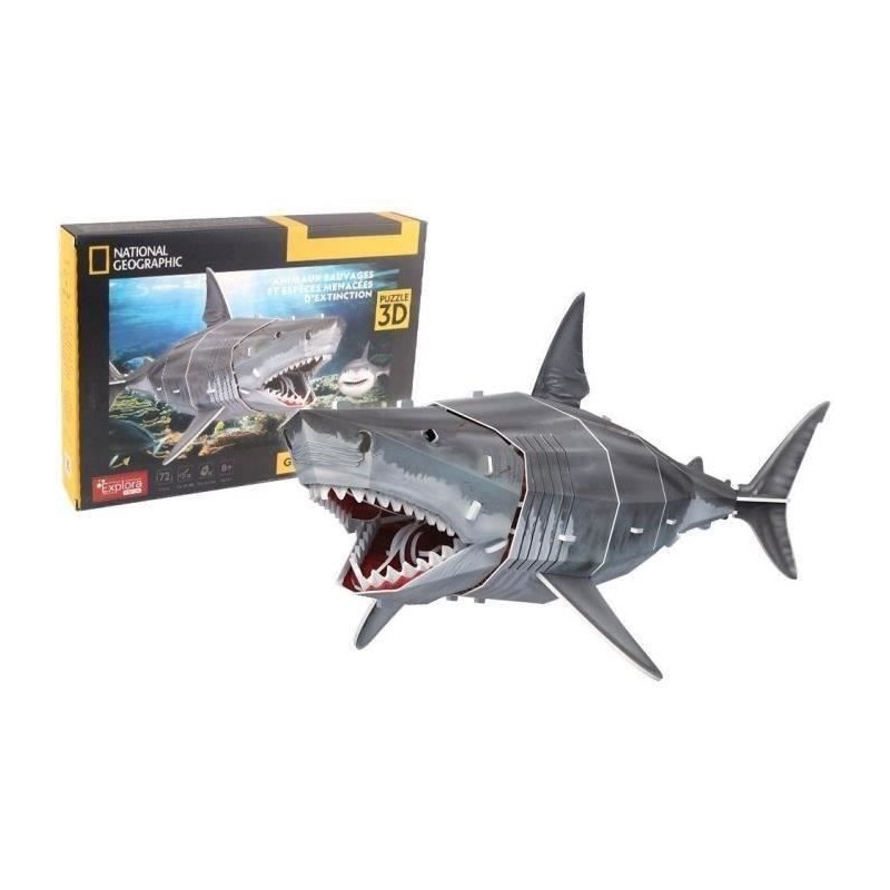 Puzzle 3D - Grand Requin Blanc - Jeu de construction - EXPLORA - 72 pi Puzzle 3D - Grand Requin Blanc - Jeu de construction - EXPLORA - 72 pi