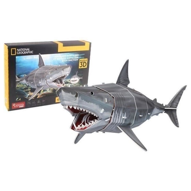 Puzzle 3D - Grand Requin Blanc - Jeu de construction - EXPLORA - 72 pieces - Des 8 ans
