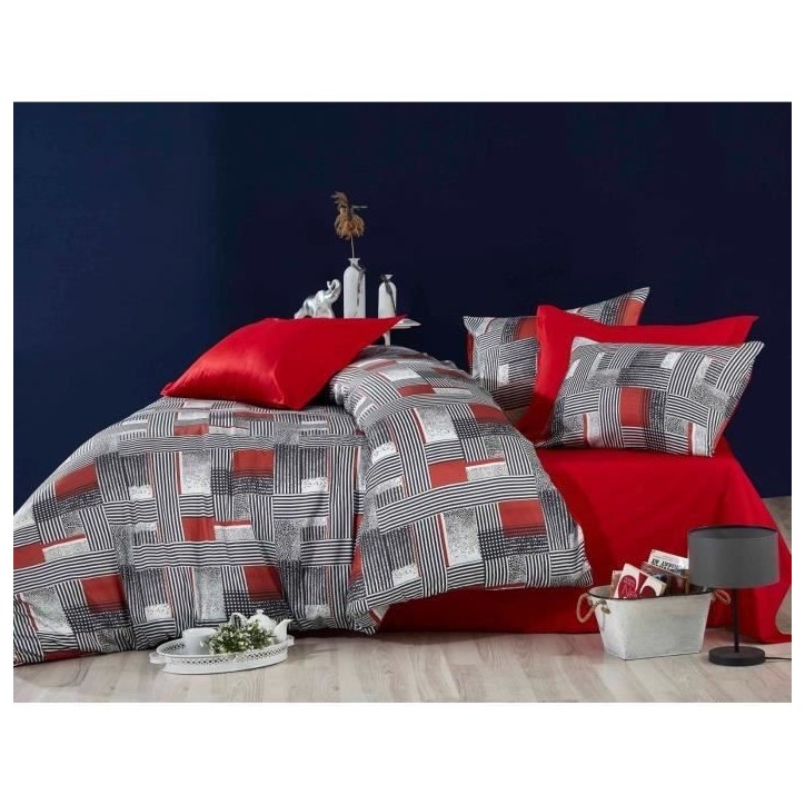 Parure de lit - 1 housse de couette 220 x 240 cm + 2 taies d'oreiller 60 x 60 cm - 100 % polyester microsatin - Gris Parure de lit - 1 housse de couette 220 x 240 cm + 2 taies d'oreiller 60 x 60 cm - 100 % polyester microsatin - Gris