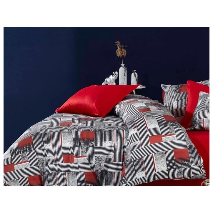 Parure de lit - 1 housse de couette 220 x 240 cm + 2 taies d'oreiller 60 x 60 cm - 100 % polyester microsatin - Gris Parure de lit - 1 housse de couette 220 x 240 cm + 2 taies d'oreiller 60 x 60 cm - 100 % polyester microsatin - Gris
