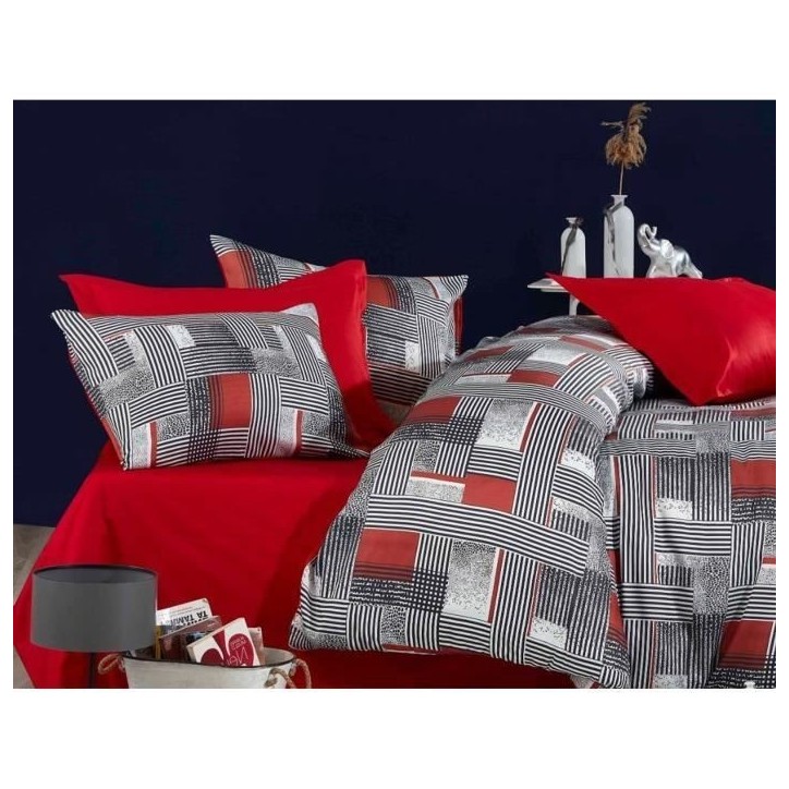 Parure de lit - 1 housse de couette 220 x 240 cm + 2 taies d'oreiller 60 x 60 cm - 100 % polyester microsatin - Gris Parure de lit - 1 housse de couette 220 x 240 cm + 2 taies d'oreiller 60 x 60 cm - 100 % polyester microsatin - Gris