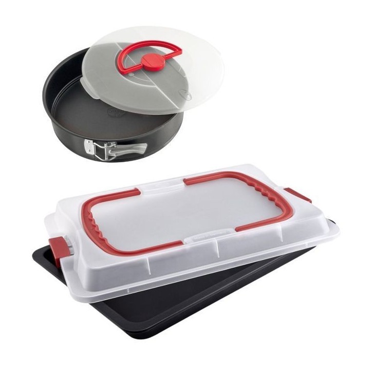 Plaque de cuisson avec couvercle et moule a manqué - DR oeTKER - Bake and Go - 42 x 29 cm
