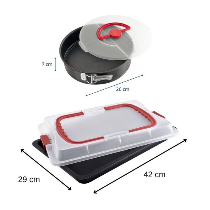 Plaque de cuisson avec couvercle et moule a manqué - DR oeTKER - Bake and Go - 42 x 29 cm