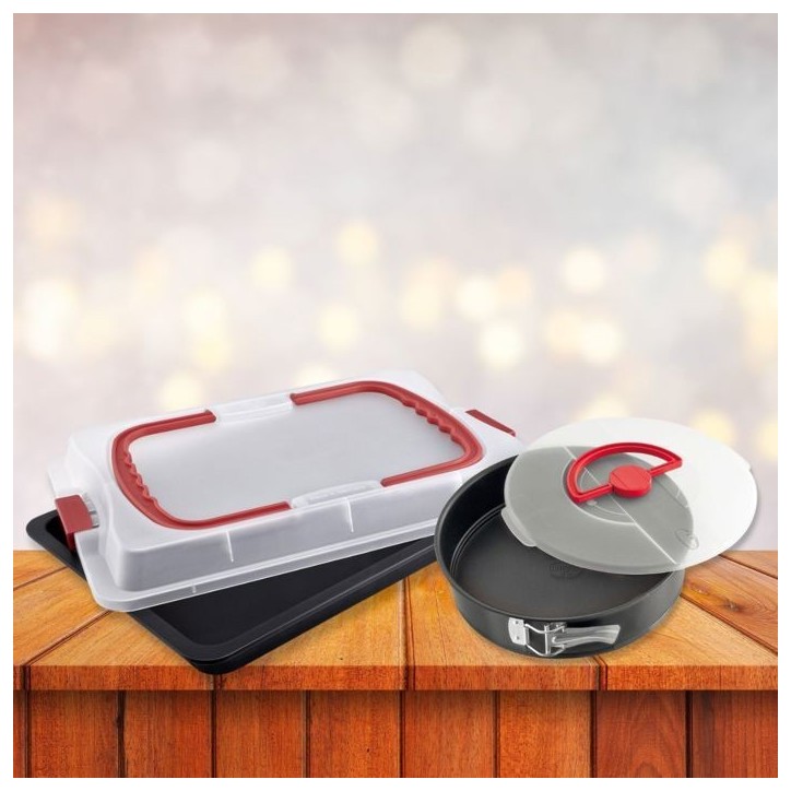 Plaque de cuisson avec couvercle et moule a manqué - DR oeTKER - Bake and Go - 42 x 29 cm