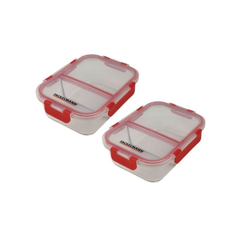 Lot de 2 boîtes a repas en verre - FACKELMANN - Move - Deux compartim