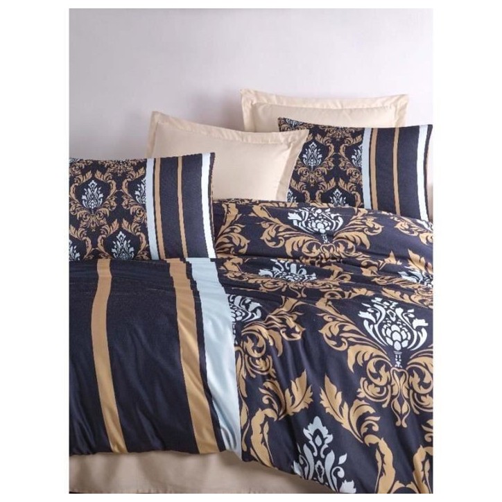 Parure de lit - 1 housse de couette 220 x 240 cm + 2 taies d'oreiller 60 x 60 cm - 100 % polyester microsatin - Bleu Parure de lit - 1 housse de couette 220 x 240 cm + 2 taies d'oreiller 60 x 60 cm - 100 % polyester microsatin - Bleu