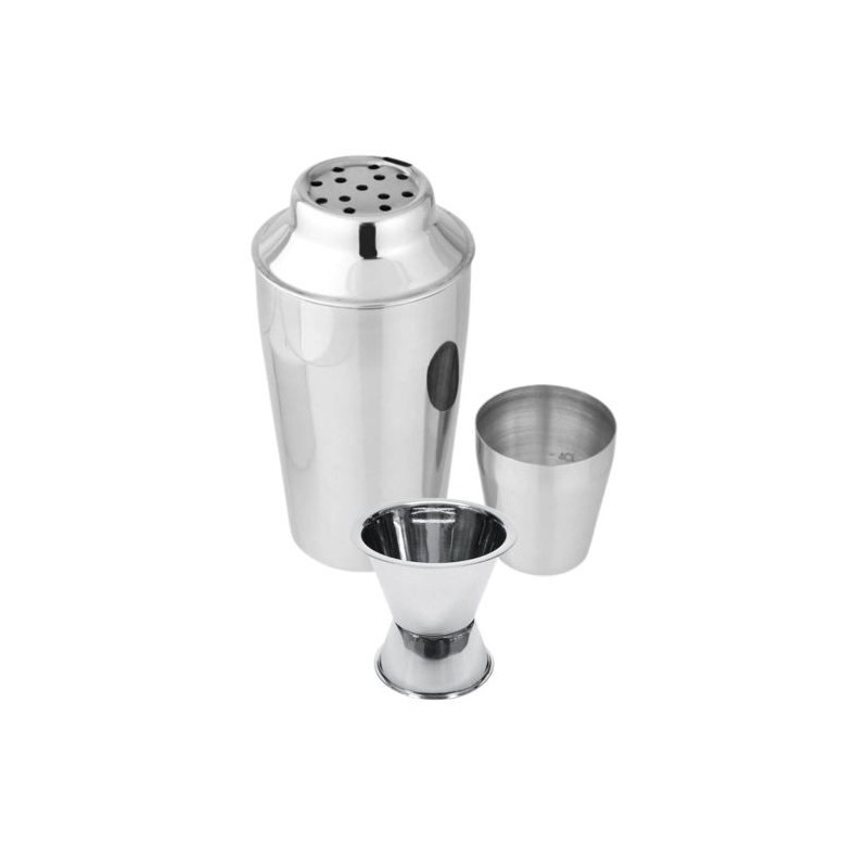 Set Shaker a cocktails en inox 400 ml et doseur a alcool 2 et 4 cl - F