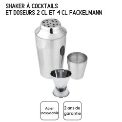Set Shaker a cocktails en inox 400 ml et doseur a alcool 2 et 4 cl - F