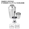 Set Shaker a cocktails en inox 400 ml et doseur a alcool 2 et 4 cl - F