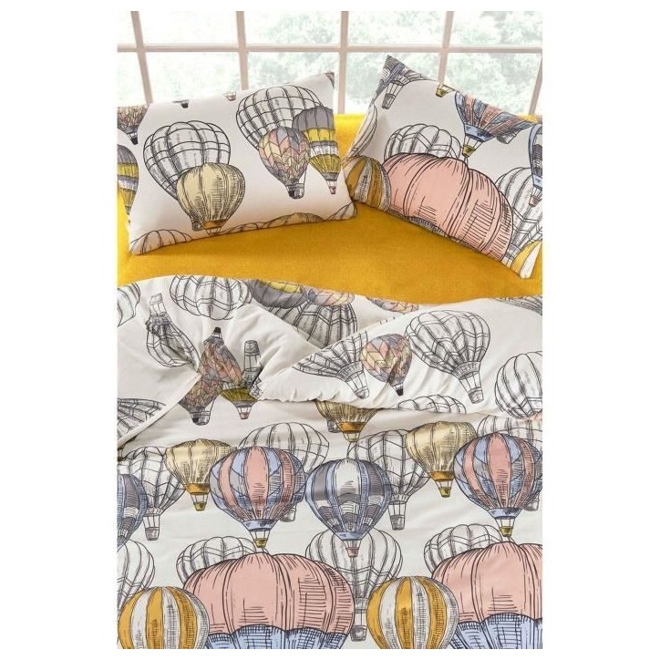 Parure de lit - 1 housse de couette 220 x 240 cm + 2 taies d'oreiller 60 x 60 cm - 100% coton renforcé - Moutarde Parure de lit - 1 housse de couette 220 x 240 cm + 2 taies d'oreiller 60 x 60 cm - 100% coton renforcé - Moutarde