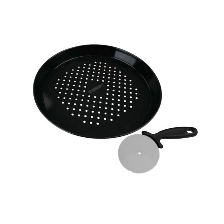 Ensemble plaque a pizza perforée et roulette - FACKELMANN PROFESIONAL - 32 cm