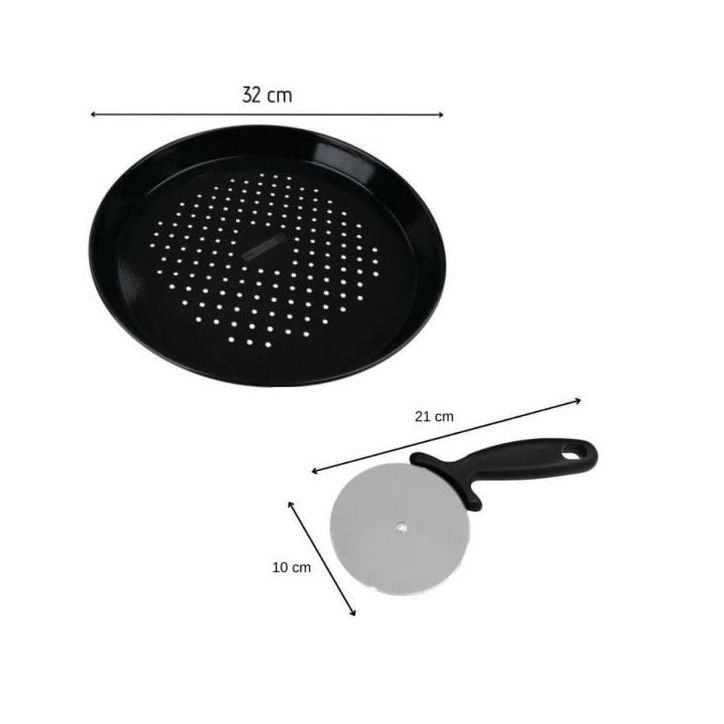Ensemble plaque a pizza perforée et roulette - FACKELMANN PROFESIONAL - 32 cm