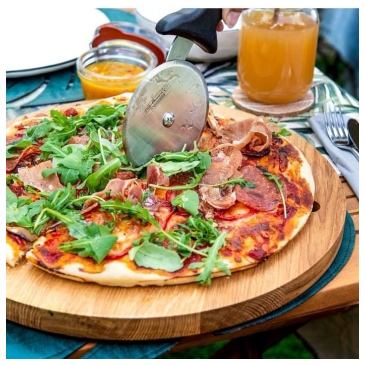 Ensemble plaque a pizza perforée et roulette - FACKELMANN PROFESIONAL - 32 cm