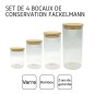 Set de 4 boîtes de conservation en verre - FACKELMANN - Nature - Couvercle en bambou
