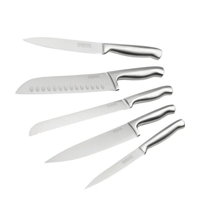 Ensemble de 5 couteaux de cuisine professionnels - NIROSTA - Inox - 24 a 33,5 cm Ensemble de 5 couteaux de cuisine professionnels - NIROSTA - Inox - 24 a 33,5 cm