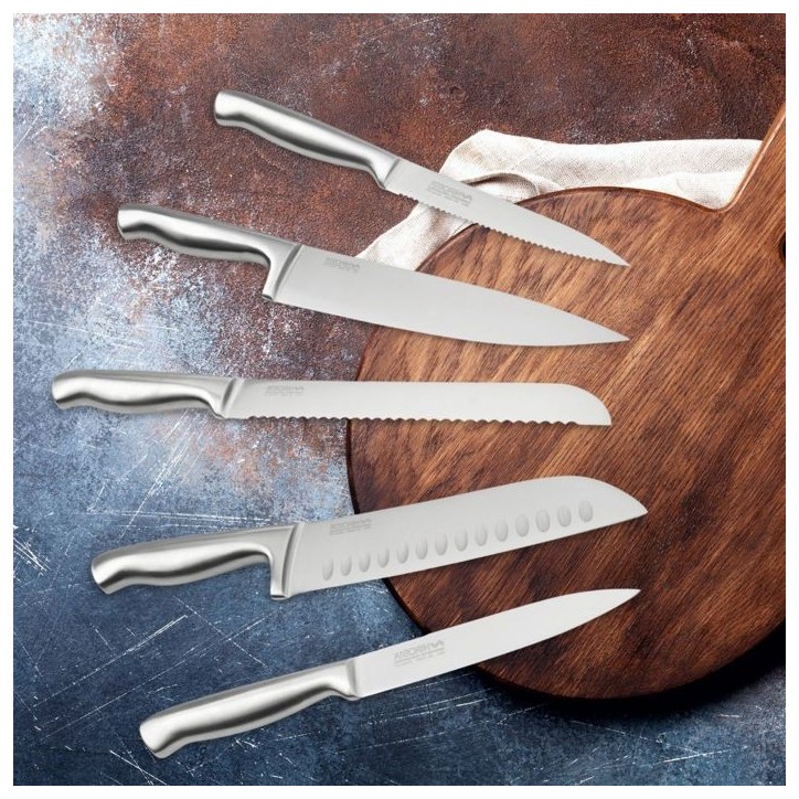 Ensemble de 5 couteaux de cuisine professionnels - NIROSTA - Inox - 24 a 33,5 cm Ensemble de 5 couteaux de cuisine professionnels - NIROSTA - Inox - 24 a 33,5 cm