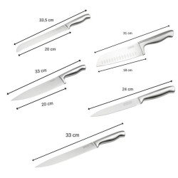 Ensemble de 5 couteaux de cuisine professionnels - NIROSTA - Inox - 24