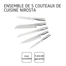 Ensemble de 5 couteaux de cuisine professionnels - NIROSTA - Inox - 24