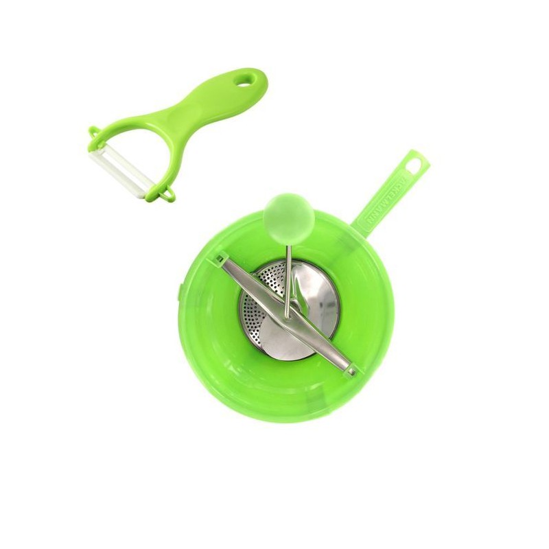 Ensemble de 2 ustensiles spécial purée avec éplucheur et moulin a l Ensemble de 2 ustensiles spécial purée avec éplucheur et moulin a l