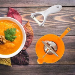 Ensemble de 2 ustensiles spécial purée avec éplucheur et moulin a l