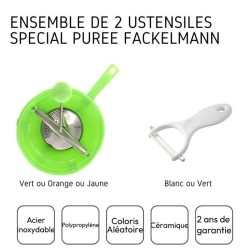 Ensemble de 2 ustensiles spécial purée avec éplucheur et moulin a l