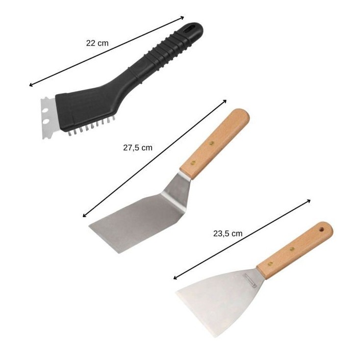 Ensemble 3 ustensiles professionnels - FACKELMANN PROFESIONAL - Pour plancha Ensemble 3 ustensiles professionnels - FACKELMANN PROFESIONAL - Pour plancha