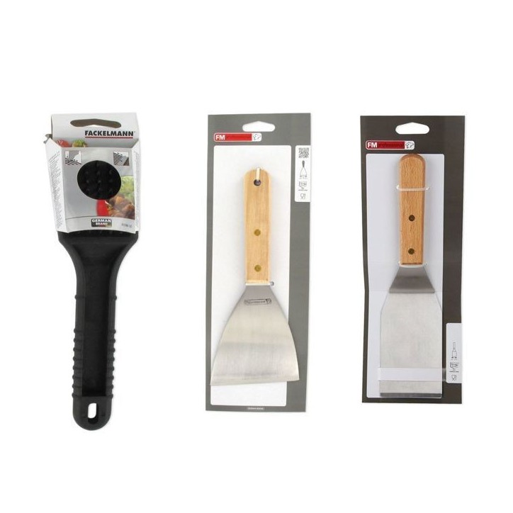 Ensemble 3 ustensiles professionnels - FACKELMANN PROFESIONAL - Pour plancha Ensemble 3 ustensiles professionnels - FACKELMANN PROFESIONAL - Pour plancha