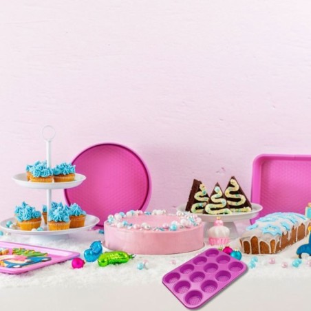 Ensemble de 4 moules - FACKELMANN - Tasty Pâtisserie - 23 a 38 cm - Fuchsia