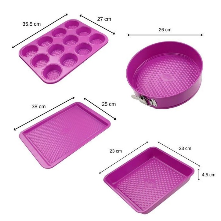 Ensemble de 4 moules - FACKELMANN - Tasty Pâtisserie - 23 a 38 cm - Fuchsia Ensemble de 4 moules - FACKELMANN - Tasty Pâtisserie - 23 a 38 cm - Fuchsia