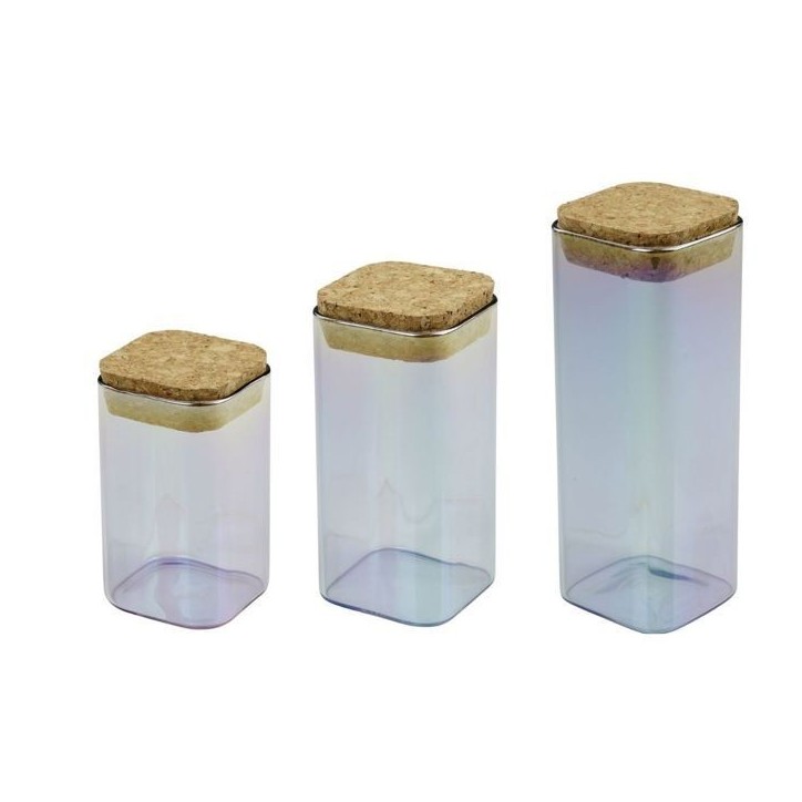 Set de 3 boîtes de conservation en verre avec couvercle - FACKELMANN - Tasty Green - 280, 330 et 450 ml