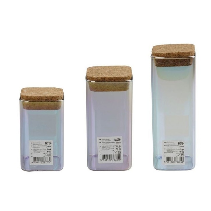 Set de 3 boîtes de conservation en verre avec couvercle - FACKELMANN - Tasty Green - 280, 330 et 450 ml