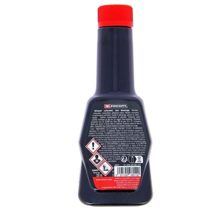 Nettoyant carburateur 200ml - FACOM - pour voiture a essence et moto (2T ou 4T) - Améliore les performances