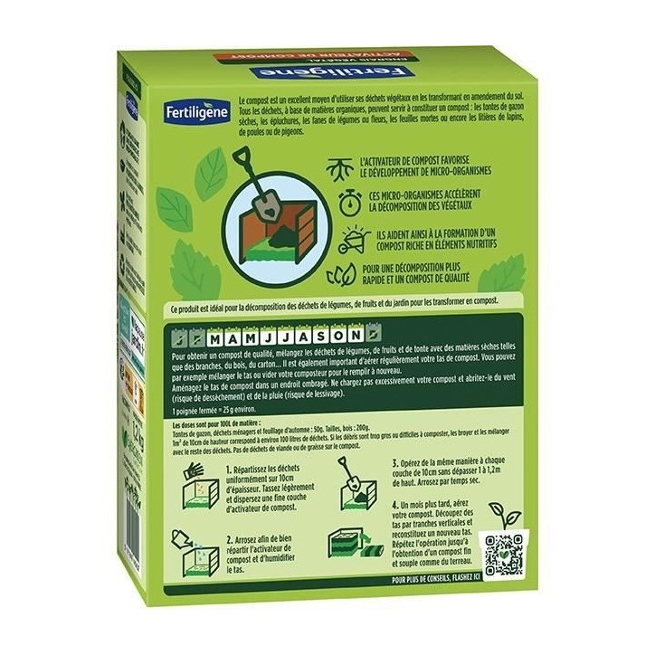 Activateur de compost FERTILIGENE - FACOMP12 - 1,2 kg - Accélere la décomposition des déchets
