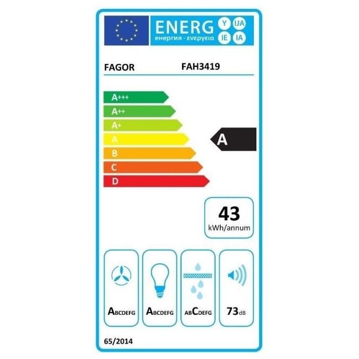 Hotte pyramidale - FAGOR - FAH3419 - 617 m³/h - 3 vitesses - Éclairage LED