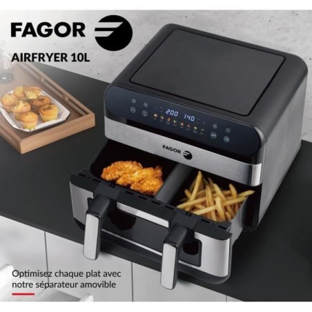 Friteuse sans huile FAGOR - Airfryer FGF10 - Capacité 10L - Double cuves 4,5L - Séparateur amovible - 2400W