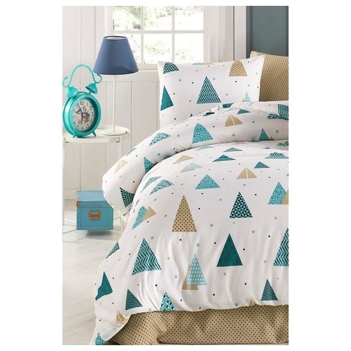 Parure de lit - 1 housse de couette 220 x 240 cm + 2 taies d'oreiller 60 x 60 cm - 65% coton, 35% polyester - Blanc Parure de lit - 1 housse de couette 220 x 240 cm + 2 taies d'oreiller 60 x 60 cm - 65% coton, 35% polyester - Blanc