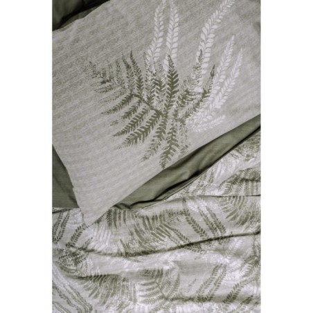 Parure de lit - 1 housse de couette 220 x 240 cm + 2 taies d'oreiller 60 x 60 cm - 100% coton renforcé - Kaki